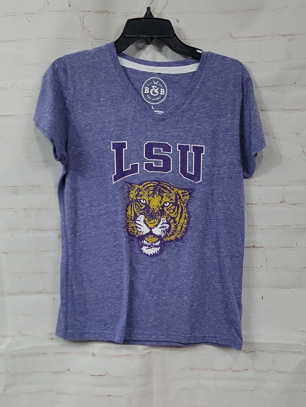 Dry Goods Purple LSU Tiger Graphic V-Neck Tee